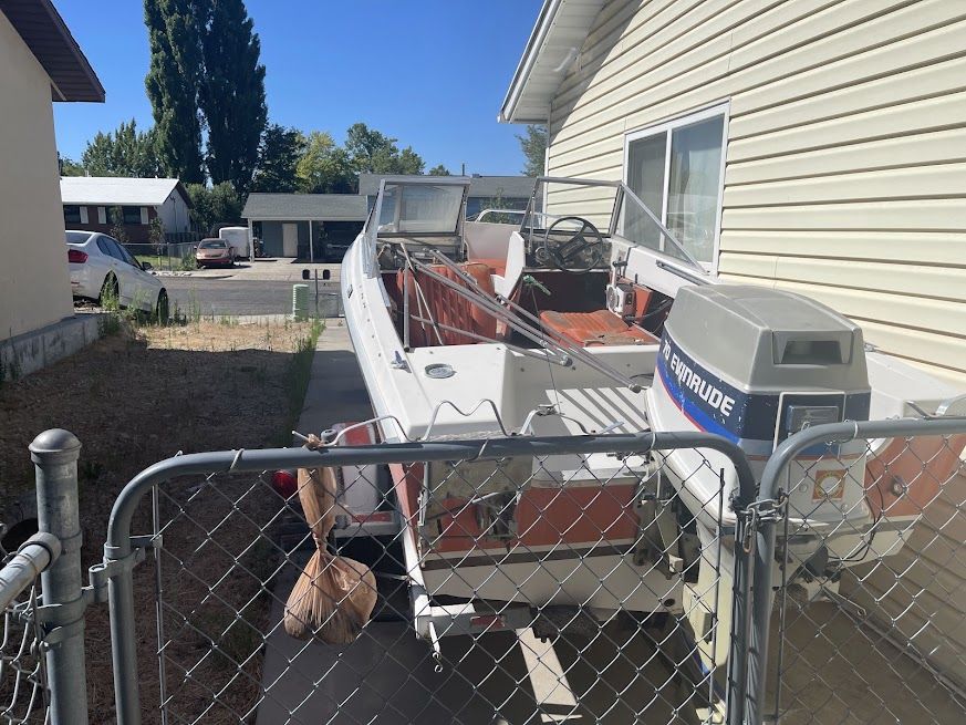 Evinrude Outboard Motor Boat w/ Trailer - Project Boat