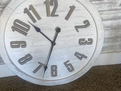Large 24" Farmhouse Wall Clock – Distressed White Wood