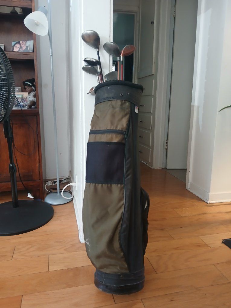 Golf clubs and bag