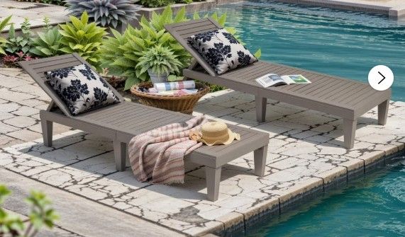 New - Bifanuo Outdoor Chaise Lounge Chair Set of 2, Grey