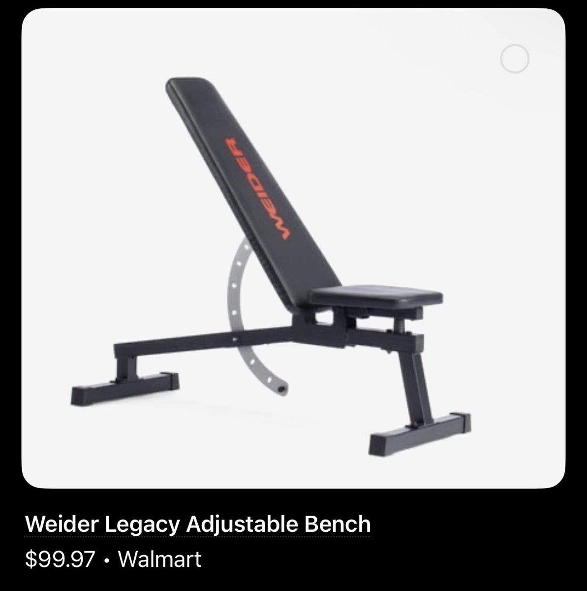 Weider Legacy Adjustable Weight Bench, Black - New in Box