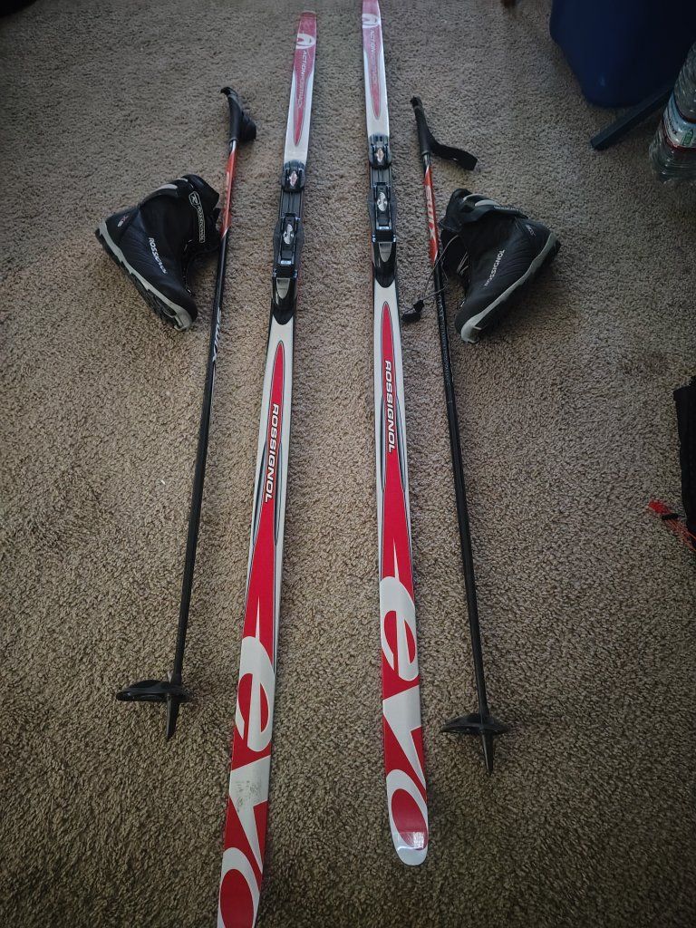 Rossignol Action Positrack Cross-Country Skis with Bindings & Swix Poles, EU 45 Boots (Ski Package)