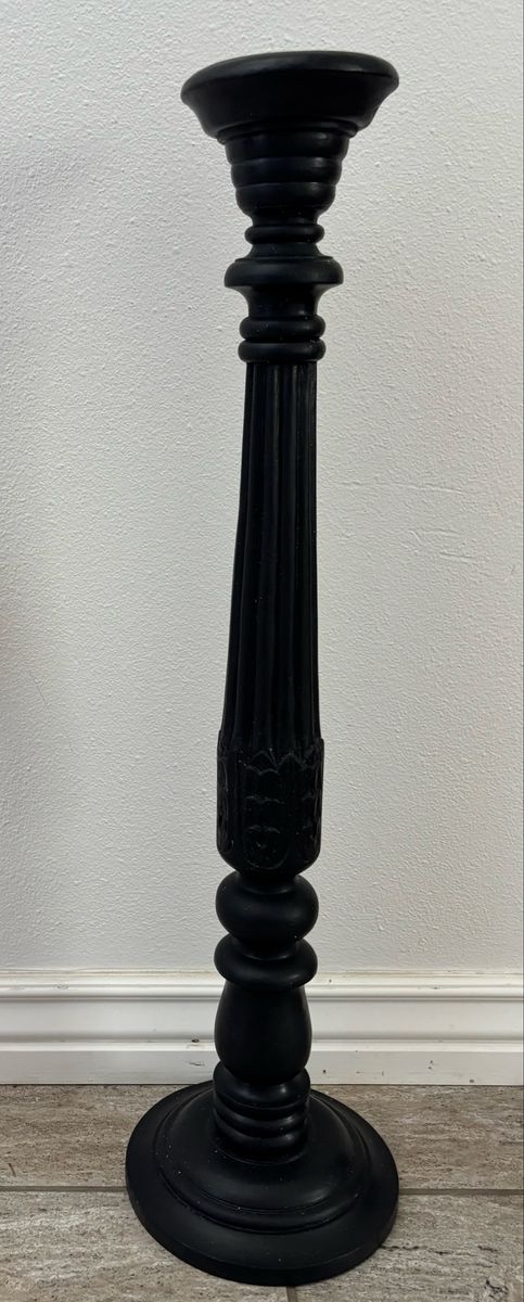 BLACK TALL WOOD CANDLESTICKS 30” TALL