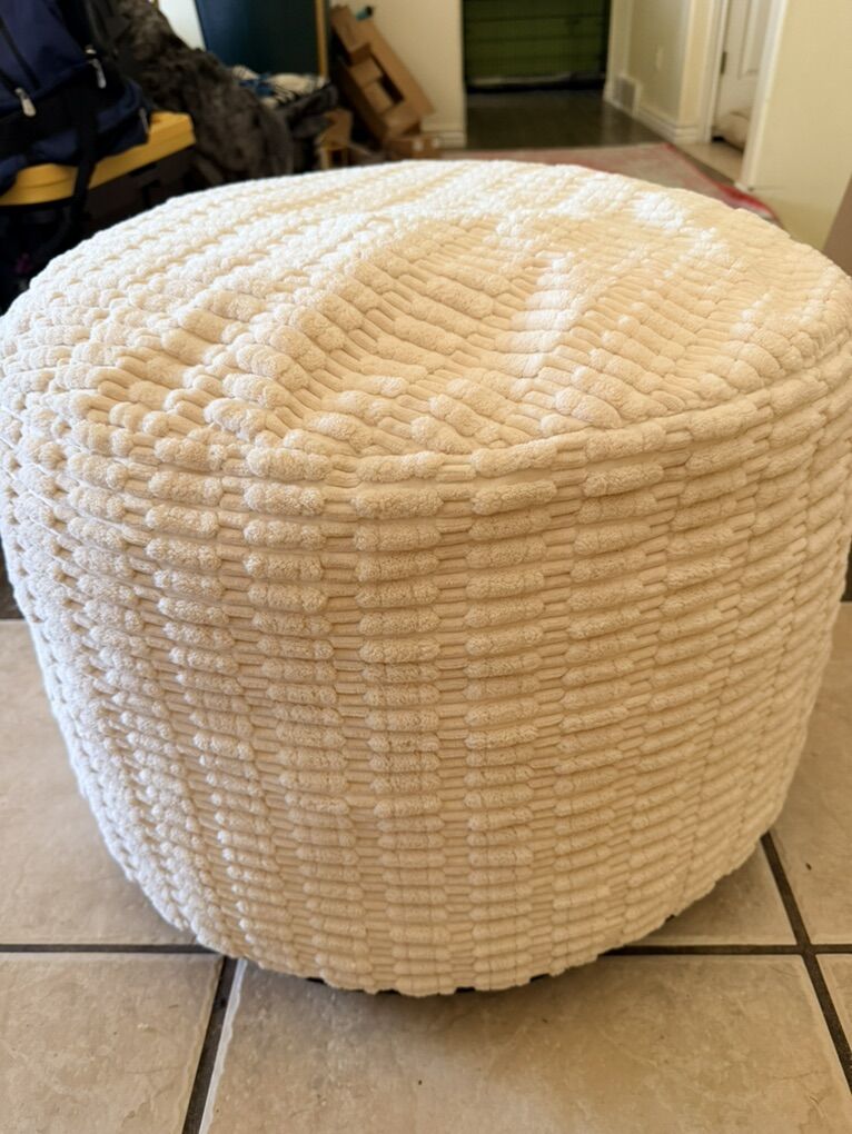 New In Box 21x21 OverStuffed Off-White Ottoman