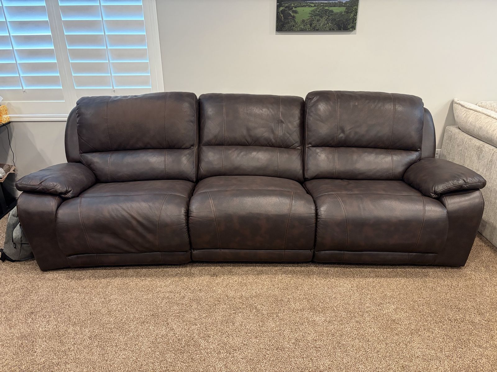 Leather recliner couch sectional