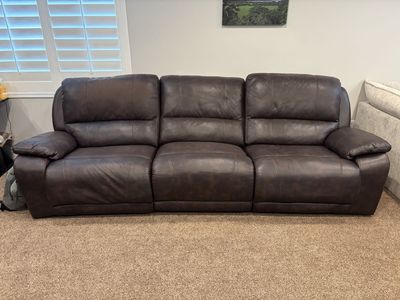Leather recliner couch sectional