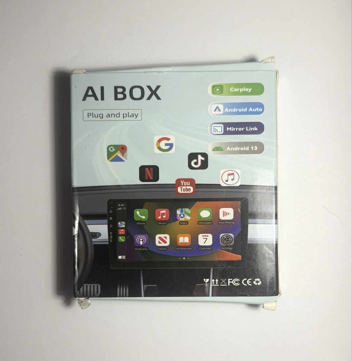 Yurnlv AI BOX Wireless CarPlay Android Auto Adapter JLLQ-M-A11K-BK Plug & Play Android 13