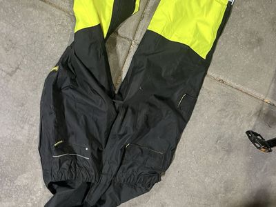 Black and Neon Yellow Rain/Work Pants with Reflective Strips