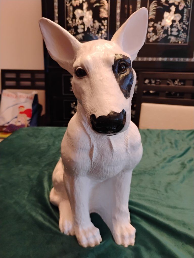 "Spuds" White English Bull Terrier Dog Statue - 13 Inch