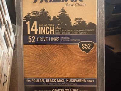 Trilink 14 Inch Bar and Chain 52 Drive Links S52 fits Poulan Black Max Husqvarna