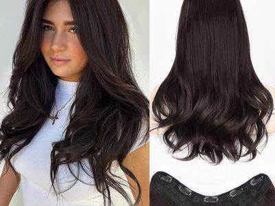 ALXNAN HAIR Invisible V-Fit Triple-Layer Silk-Smooth Hair Fibers Clip-In Hair Extension, Dark Brown