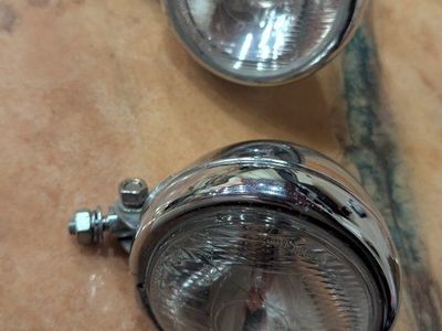 Chrome Fog Lights Driving Lamps, 2PC Set, Round Halogen Motorcycle