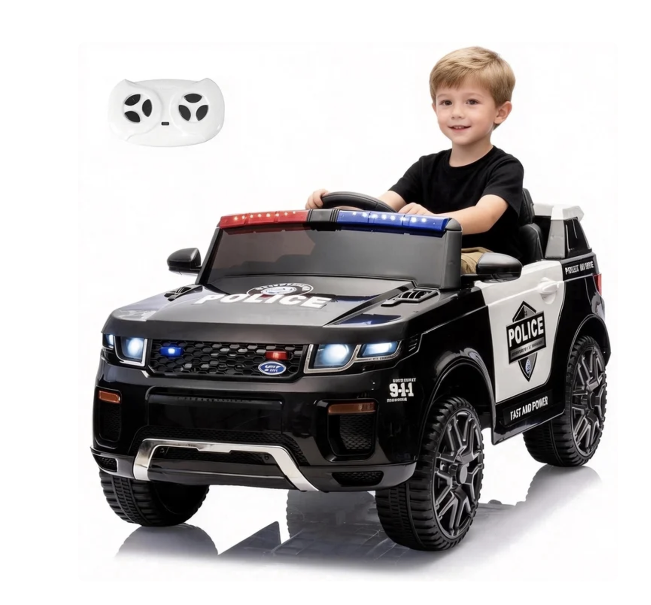 Brand new 12V Kid Ride on Police Car with Parental Remote Control in Black