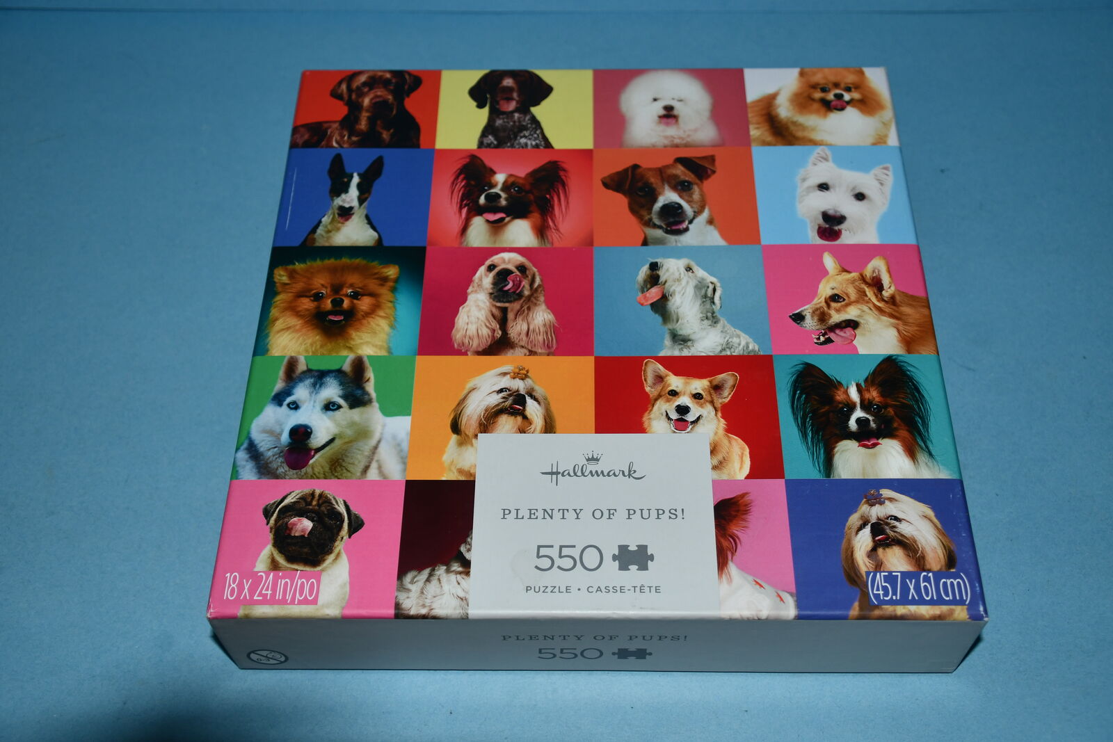HALLMARK "PLENTY OF PUPS" 550 Piece Jigsaw Puzzle ~ DIFFERENT KINDS OF DOGS PUZZLE ~ COMPLETE!