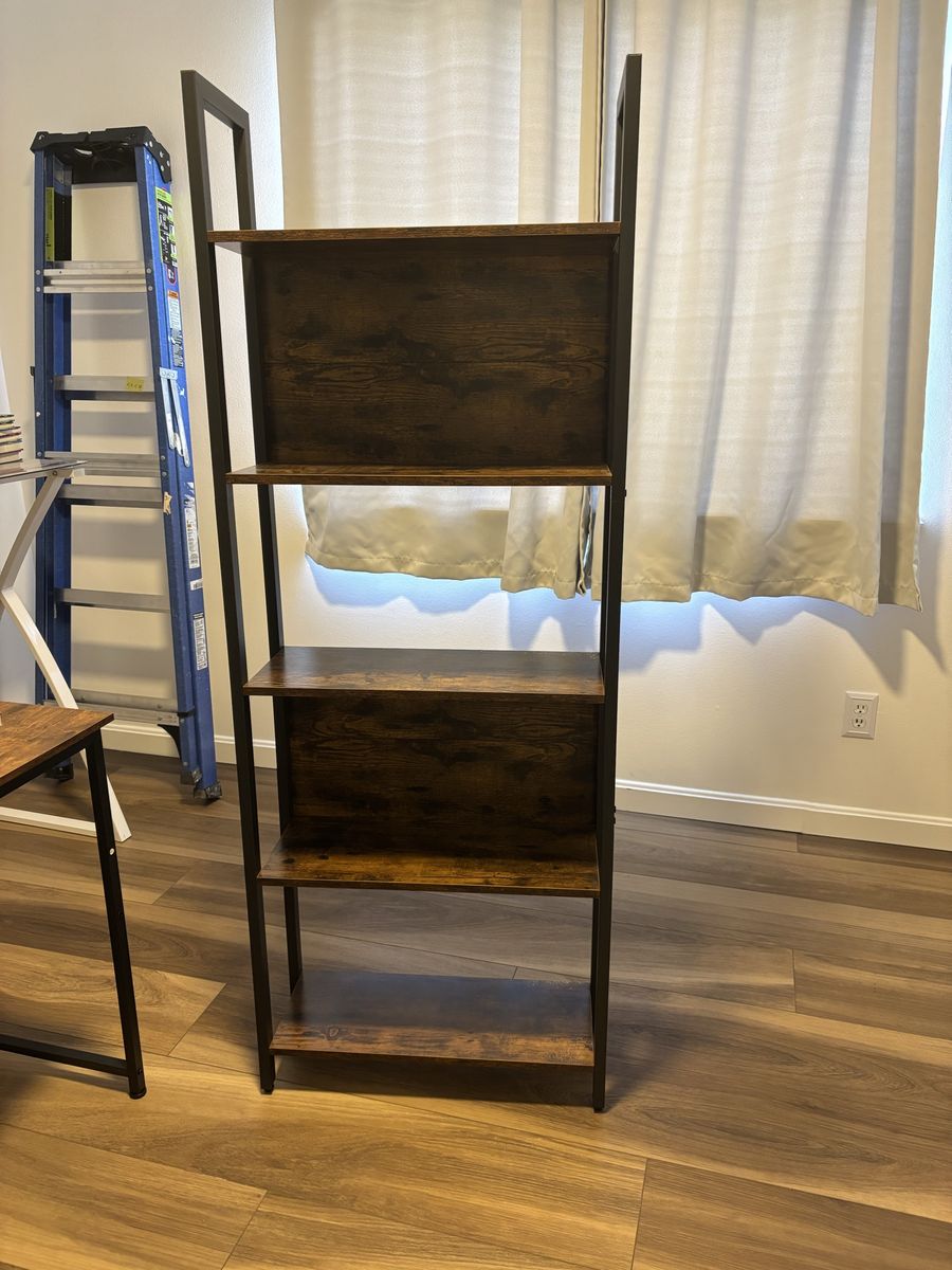 VASAGLE 5-Tier Industrial Bookcase with Steel Frame - 24.4"W x 65"H, Rustic Brown/Black