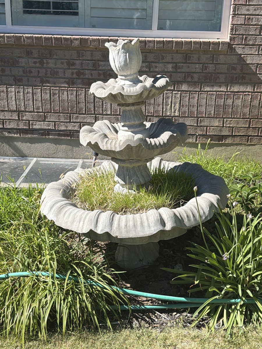 Tiered Garden Water Fountain - Concrete/Stone Look, Decorative Outdoor Accent