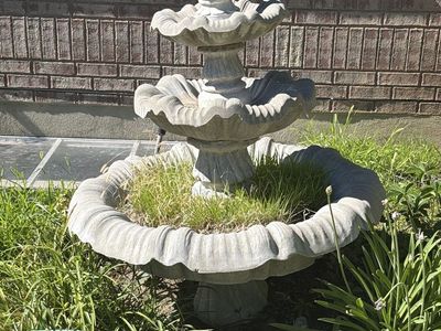 Tiered Garden Water Fountain - Concrete/Stone Look, Decorative Outdoor Accent