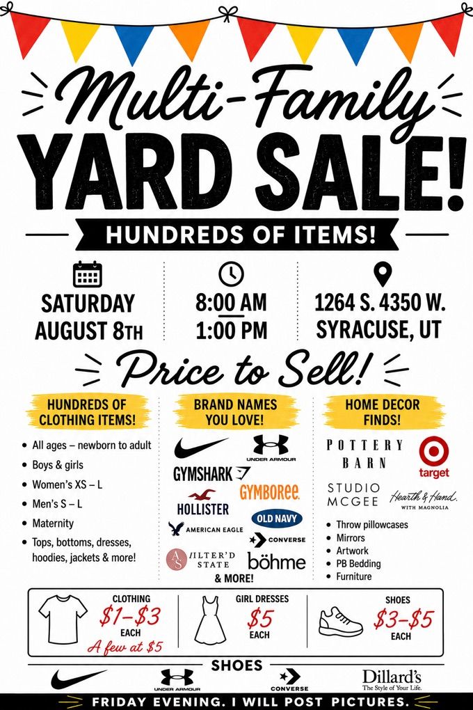 MULTIFAMILY YARD SALE, SYRACUSE, UTAH