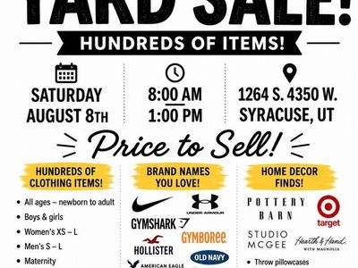 MULTIFAMILY YARD SALE, SYRACUSE, UTAH