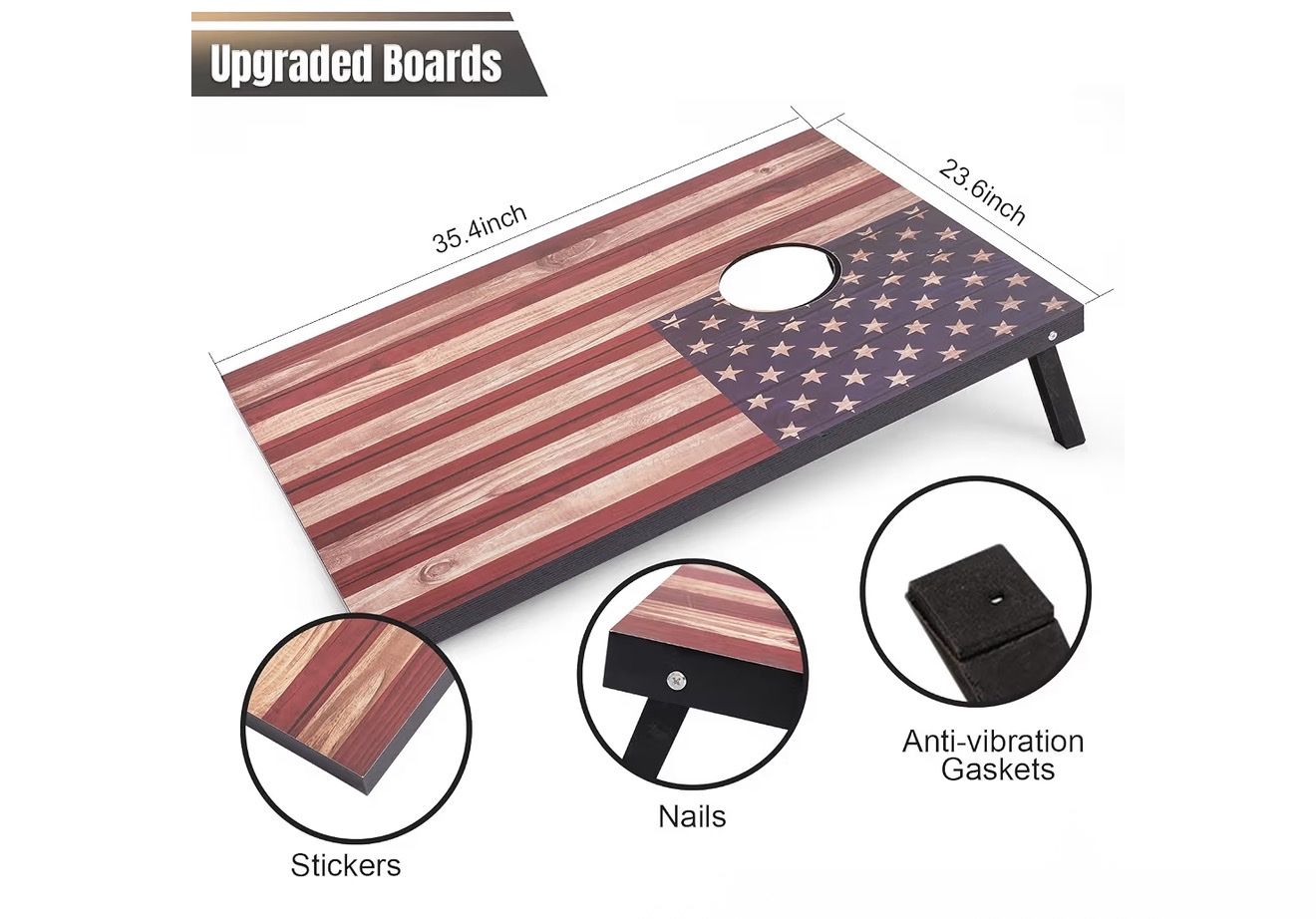 OUTBALL American Flag Cornhole Boards Set - Portable Bean Bag Toss Game with Carry Bag & Bags brand new still in box