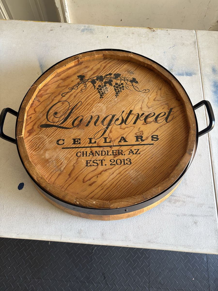 wood wine barrel tray 