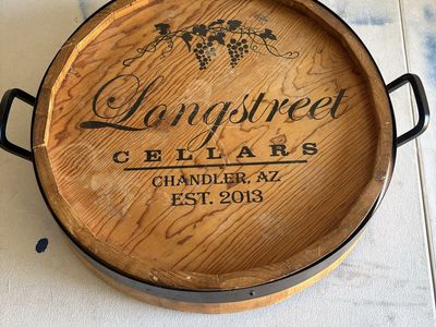 wood wine barrel tray