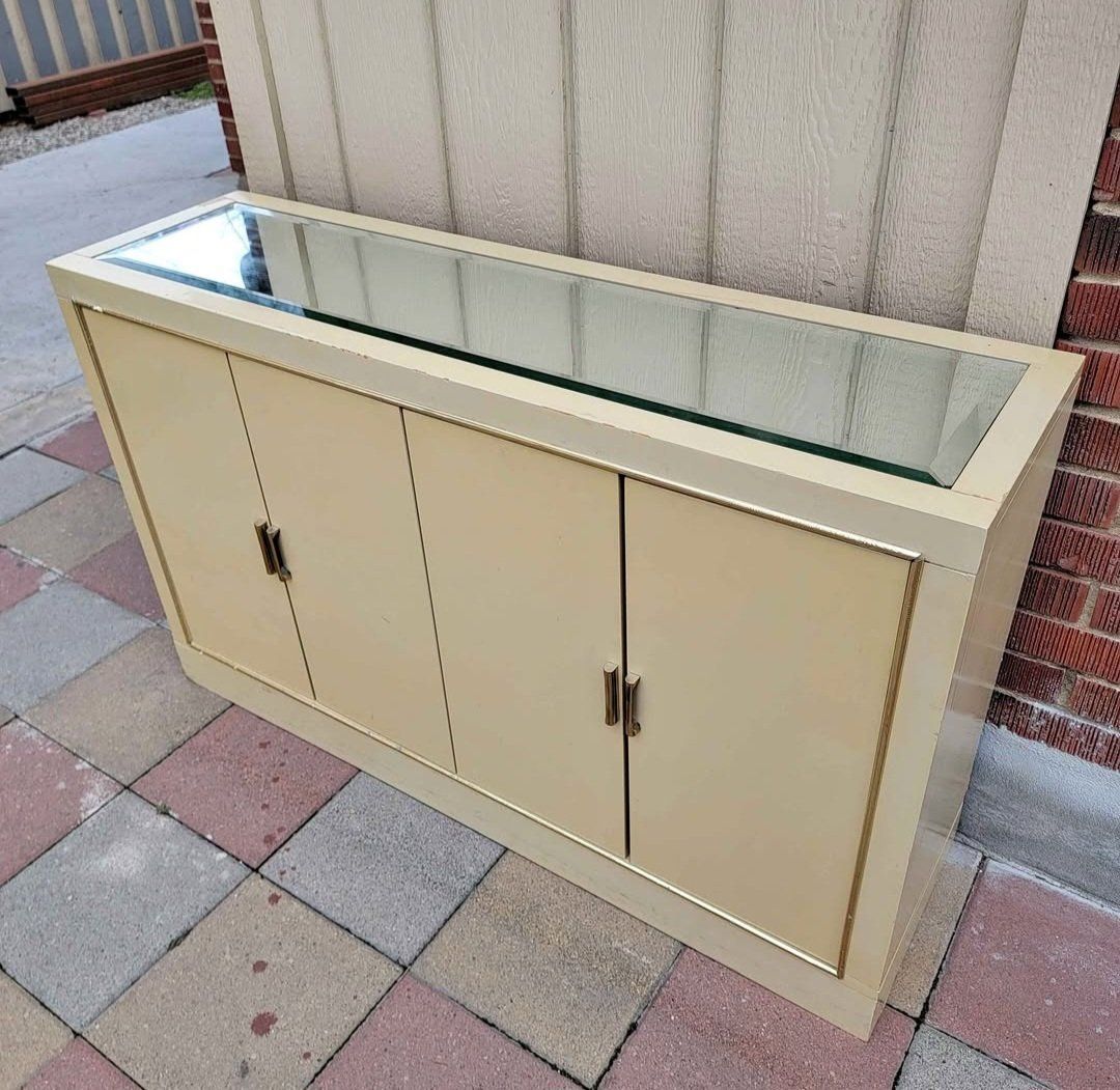Vintage Mid-Century Cabinet With Glass Top