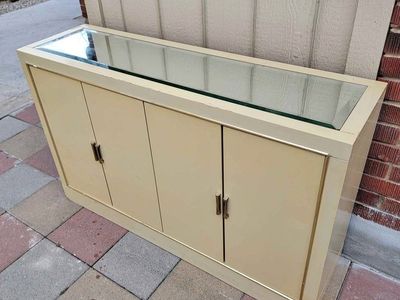Vintage Mid-Century Cabinet With Glass Top