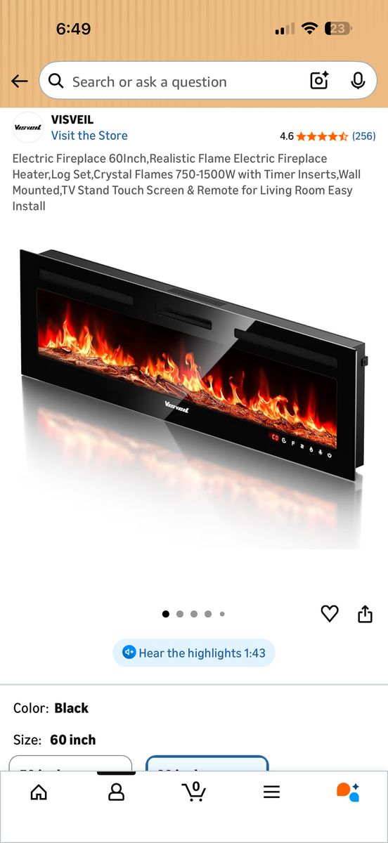 60 Inch Electric Fireplace