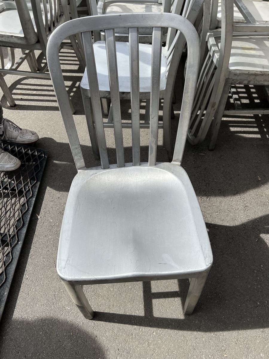58- Commercial Brushed Aluminum Dining Chairs.