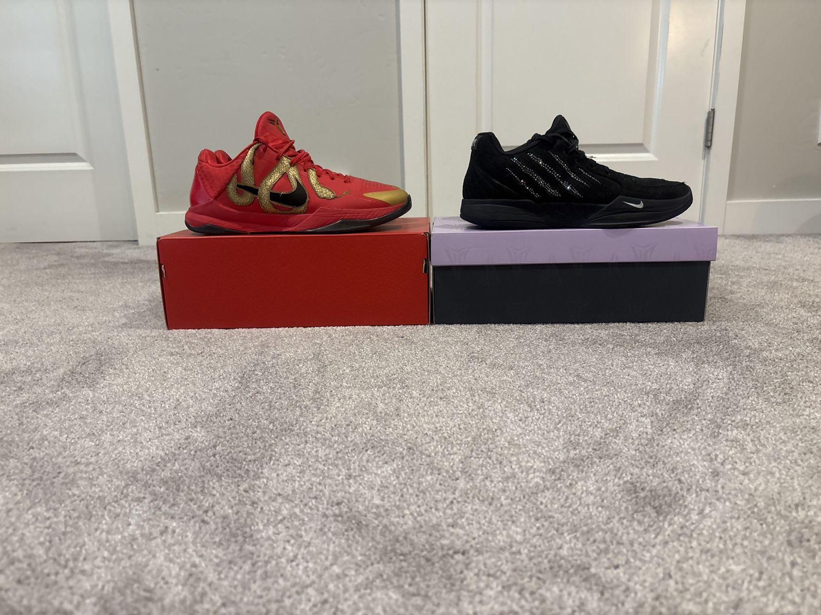 Nike Kobe 5 Protro & Ja 2 scratch bling Basketball Shoes - Red & Black, US Men's Sizes (Read Description)