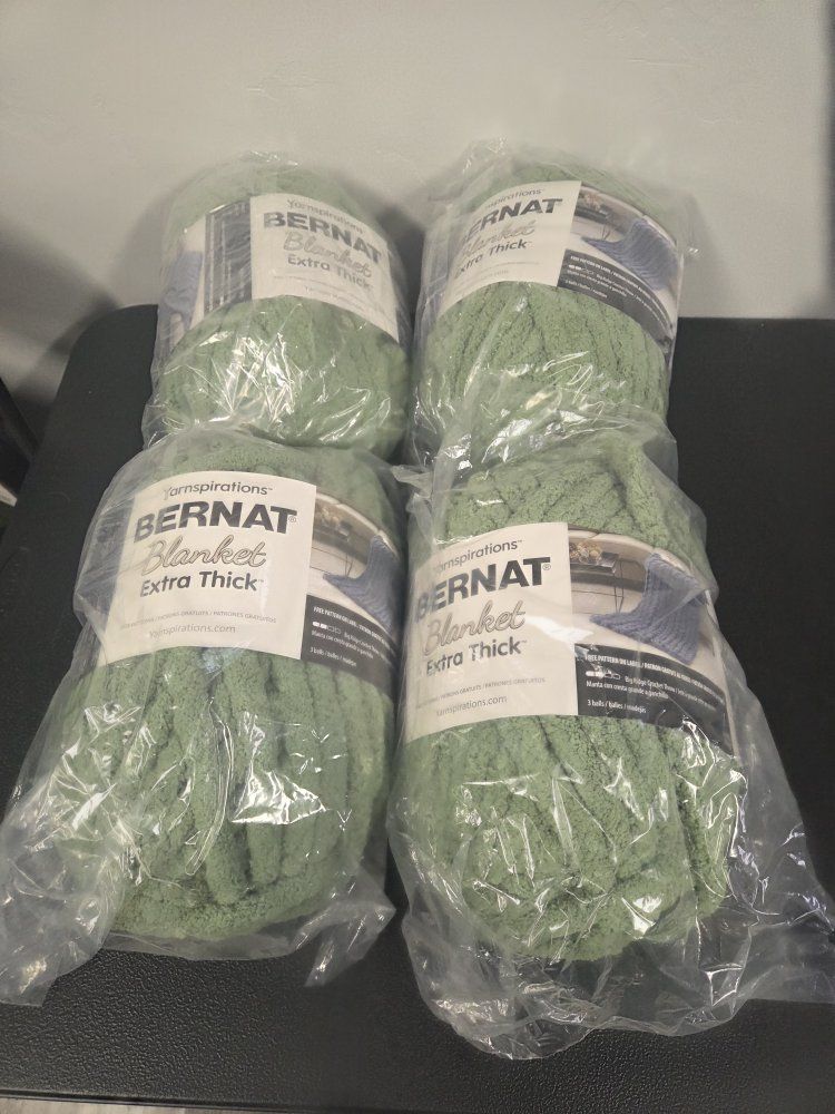 Bernat Blanket Extra Thick Yarn - 4 Skeins, Sage Green