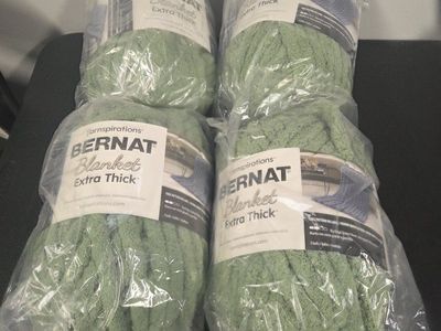 Bernat Blanket Extra Thick Yarn - 4 Skeins, Sage Green