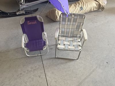 Free!!! Kid's Purple Folding Beach Chair with Umbrella & Striped Folding Beach Chair Set