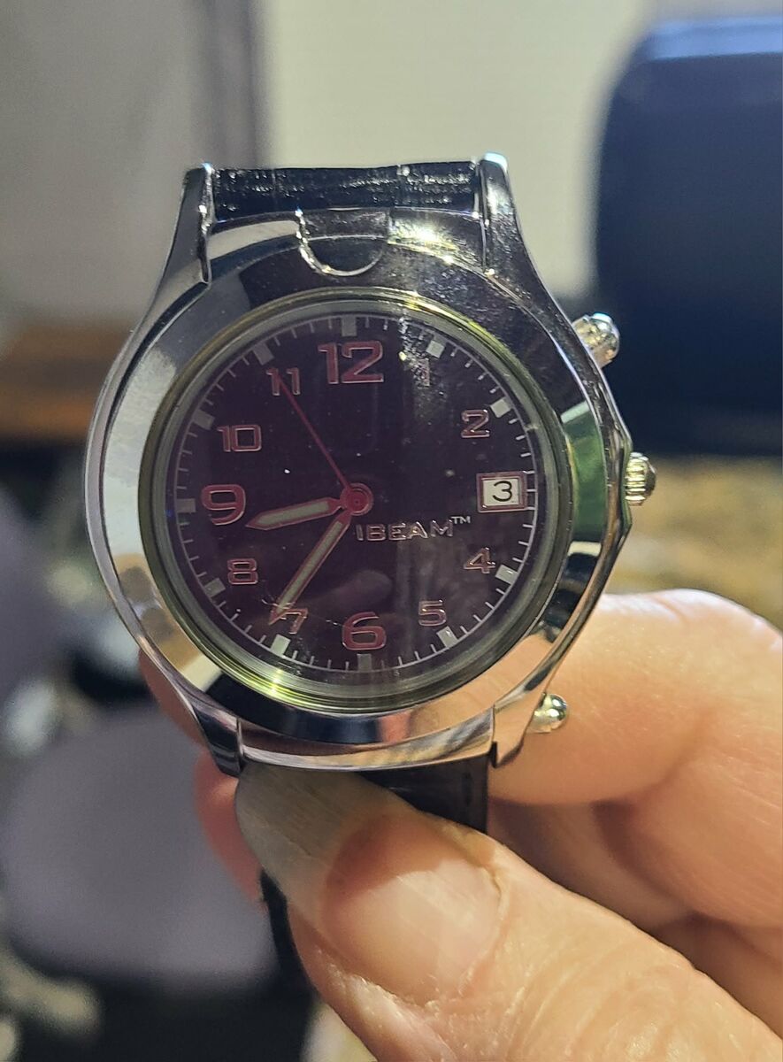 ibeam magnifying glass led clamshell flip top watch