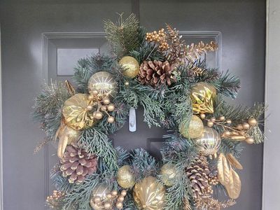 Christmas Wreath w/ Gold Embellishments