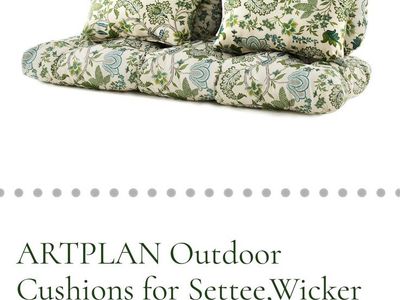 (See description) ARTPLAN Outdoor Patio Cushions Set of 5 Wicker Loveseat Settee Bench Tufted Pads with Pillows