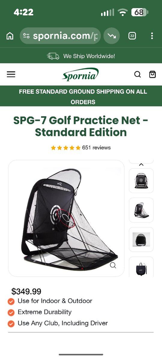 Spornia SPG-7 Golf Practice Net with Side Net Extension
