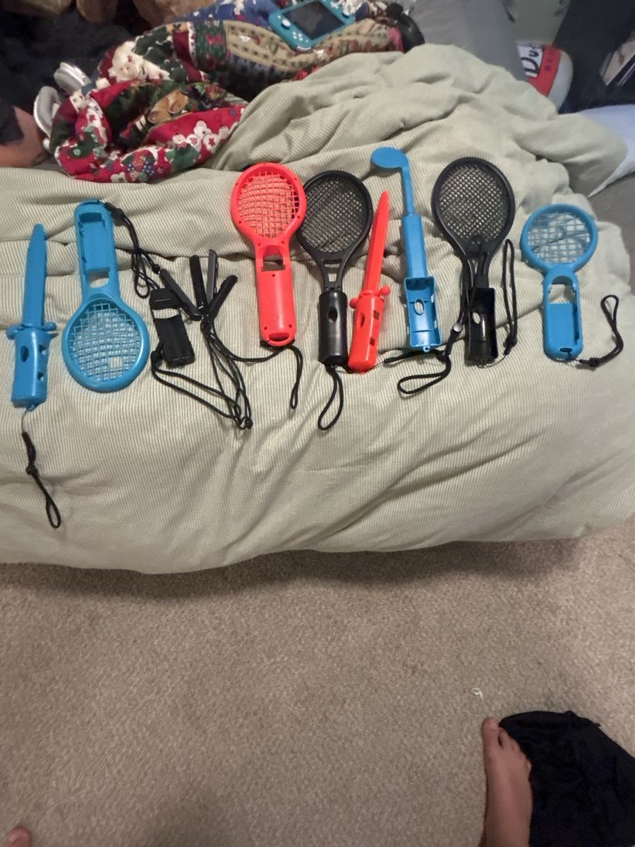 Nintendo Wii Sports Accessories Bundle - Tennis Rackets, Golf Club, and Baseball Bat Attachments