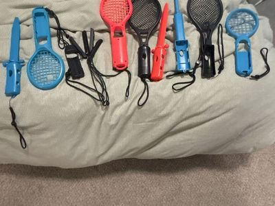 Nintendo Wii Sports Accessories Bundle - Tennis Rackets, Golf Club, and Baseball Bat Attachments