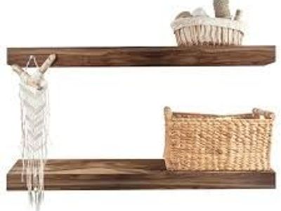 Acacia Floating Wood Shelf, 2-pack 1806336 #103512