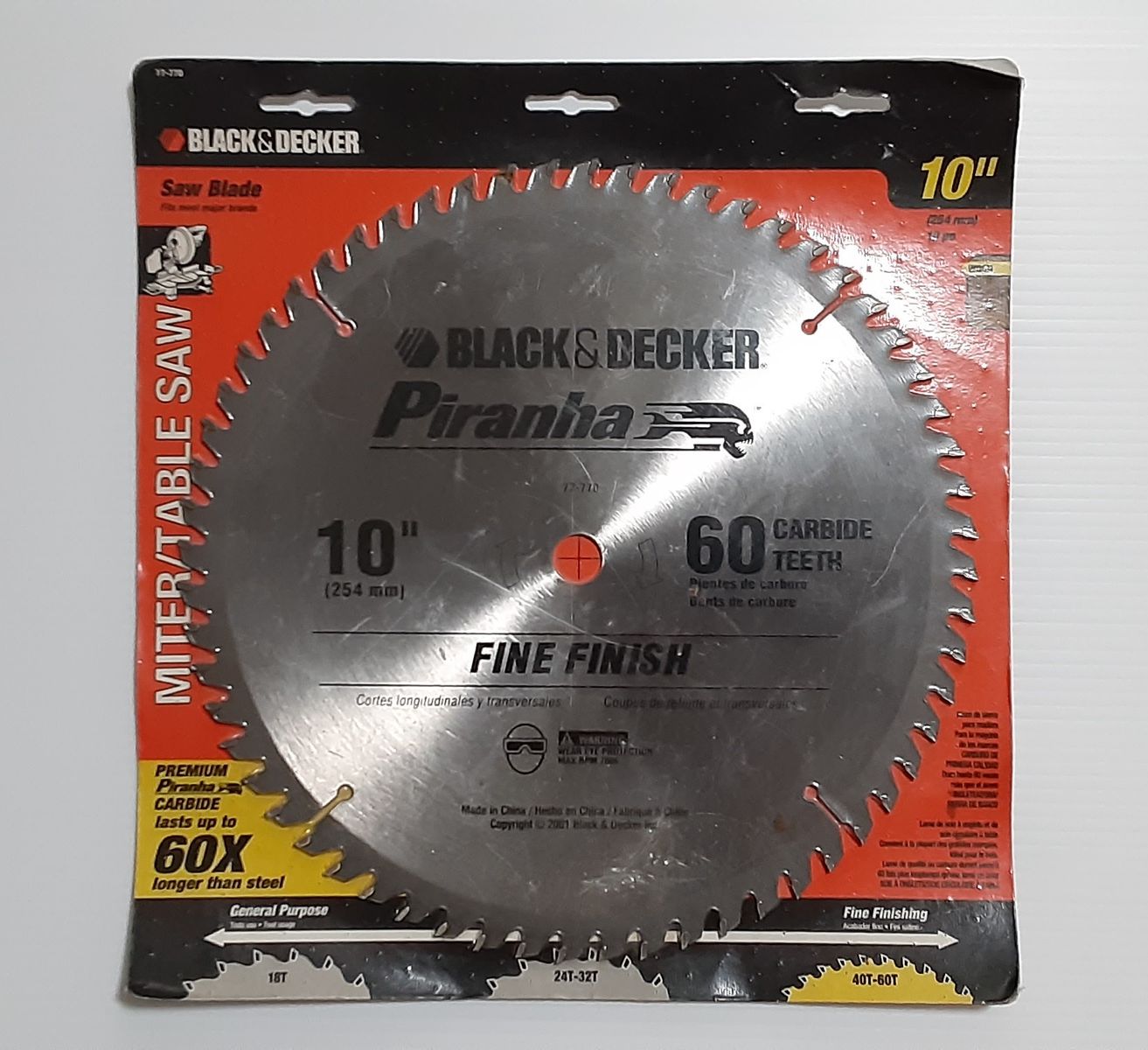New Black+Decker 77-770 Piranha 10-inch 60-Teeth Fine Finish Miter/Circular/Table Saw Blade