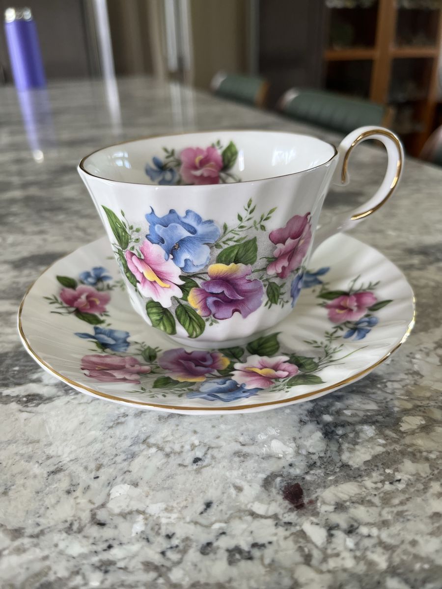 Vintage Fine Bone China Floral Teacup and Saucer Set Made in England