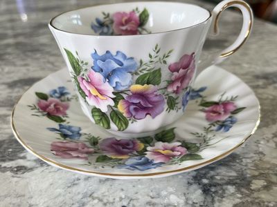 Vintage Fine Bone China Floral Teacup and Saucer Set Made in England