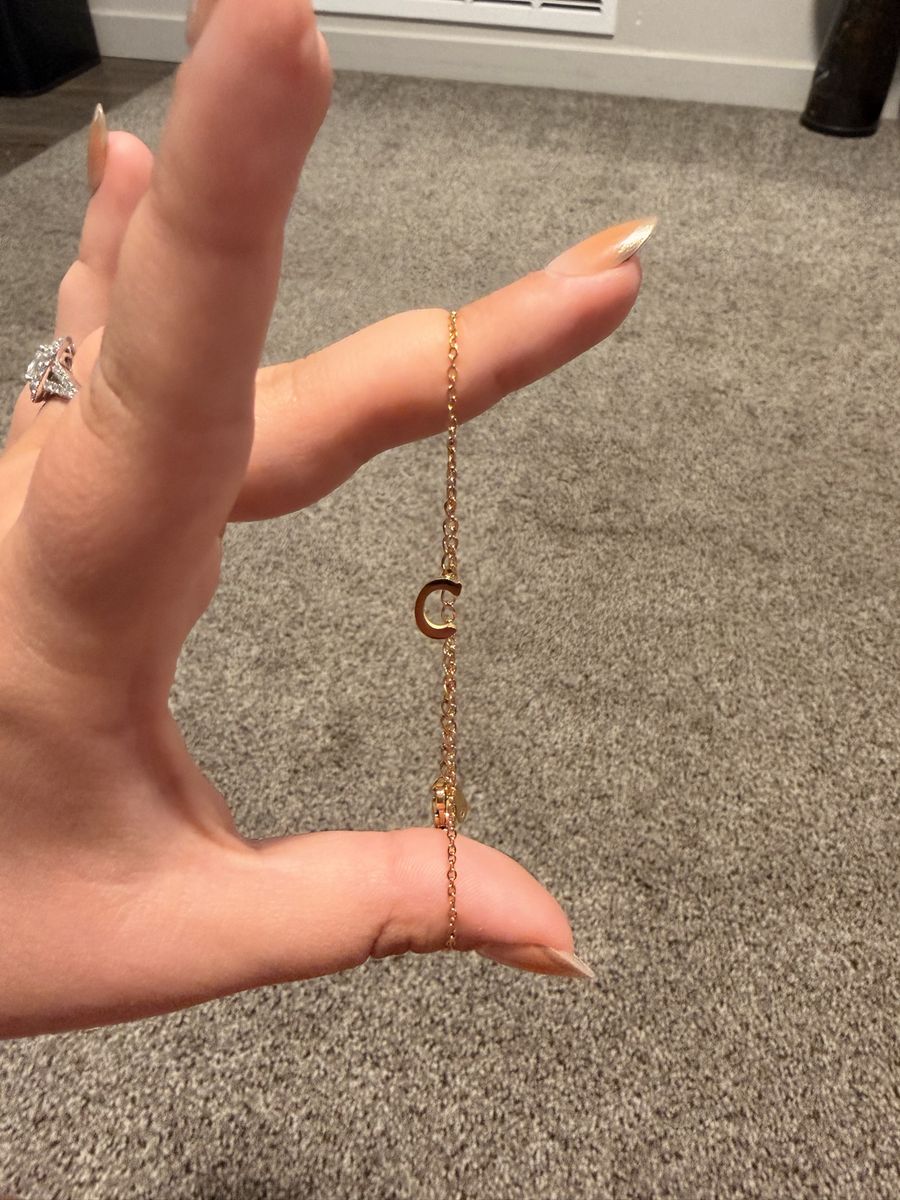 Delicate Gold-Tone Initial 'C' Bracelet