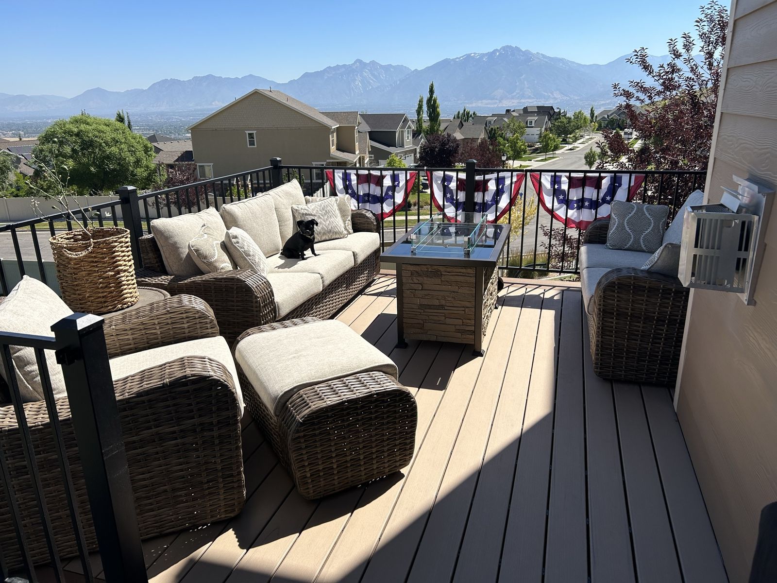 Outdoor patio set with fire pit