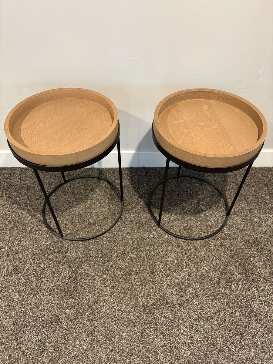 2x Wood & Metal Accent Tables