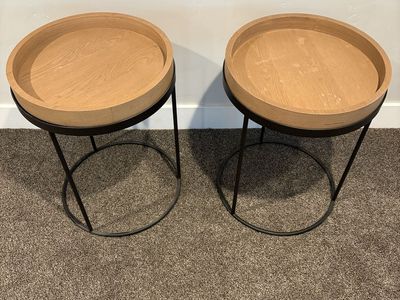 2x Wood & Metal Accent Tables