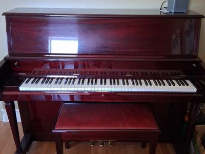 Samick Upright Piano with Bench - Dark Cherry Finish