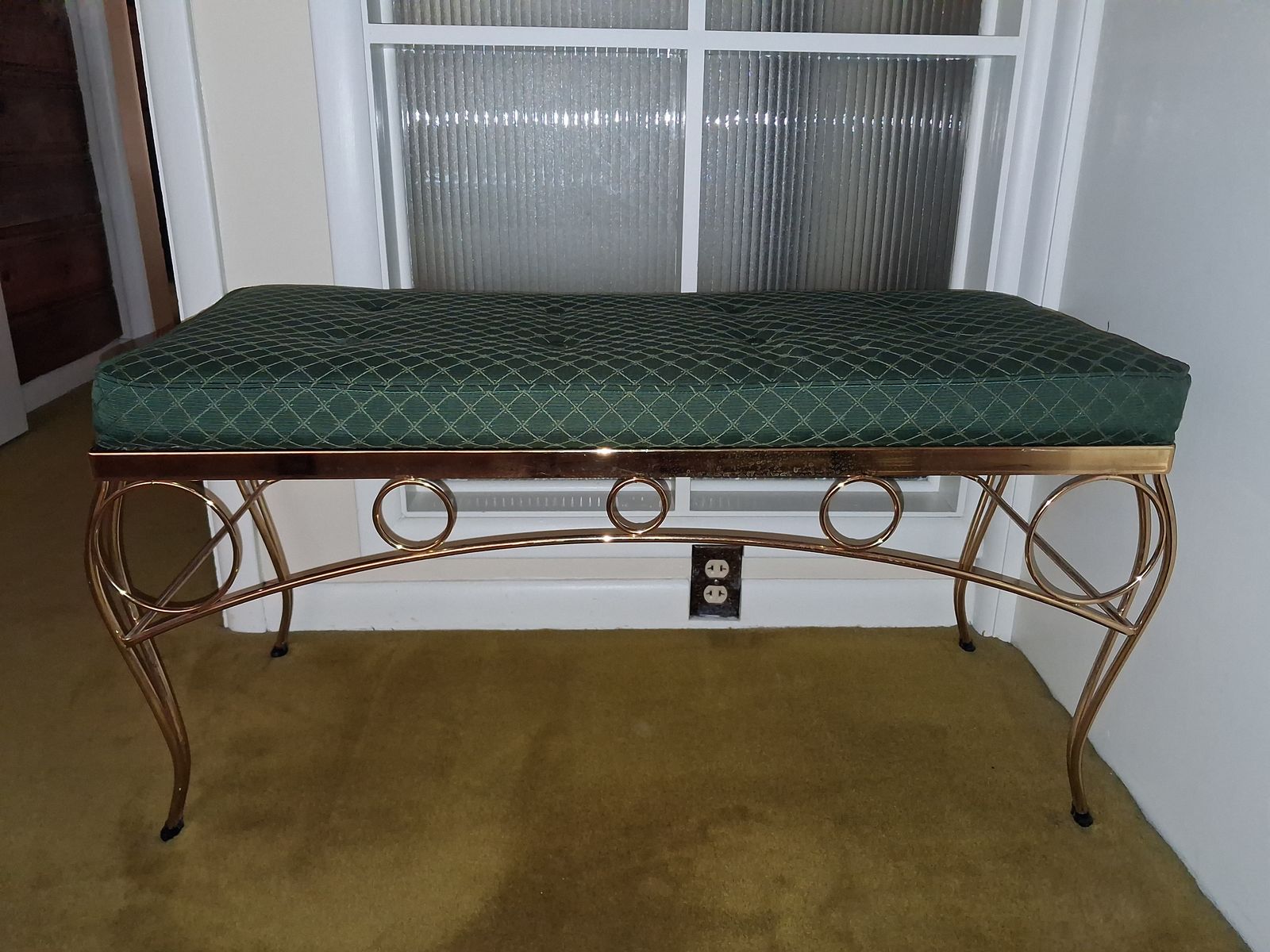 Vintage Green Tufted Bench